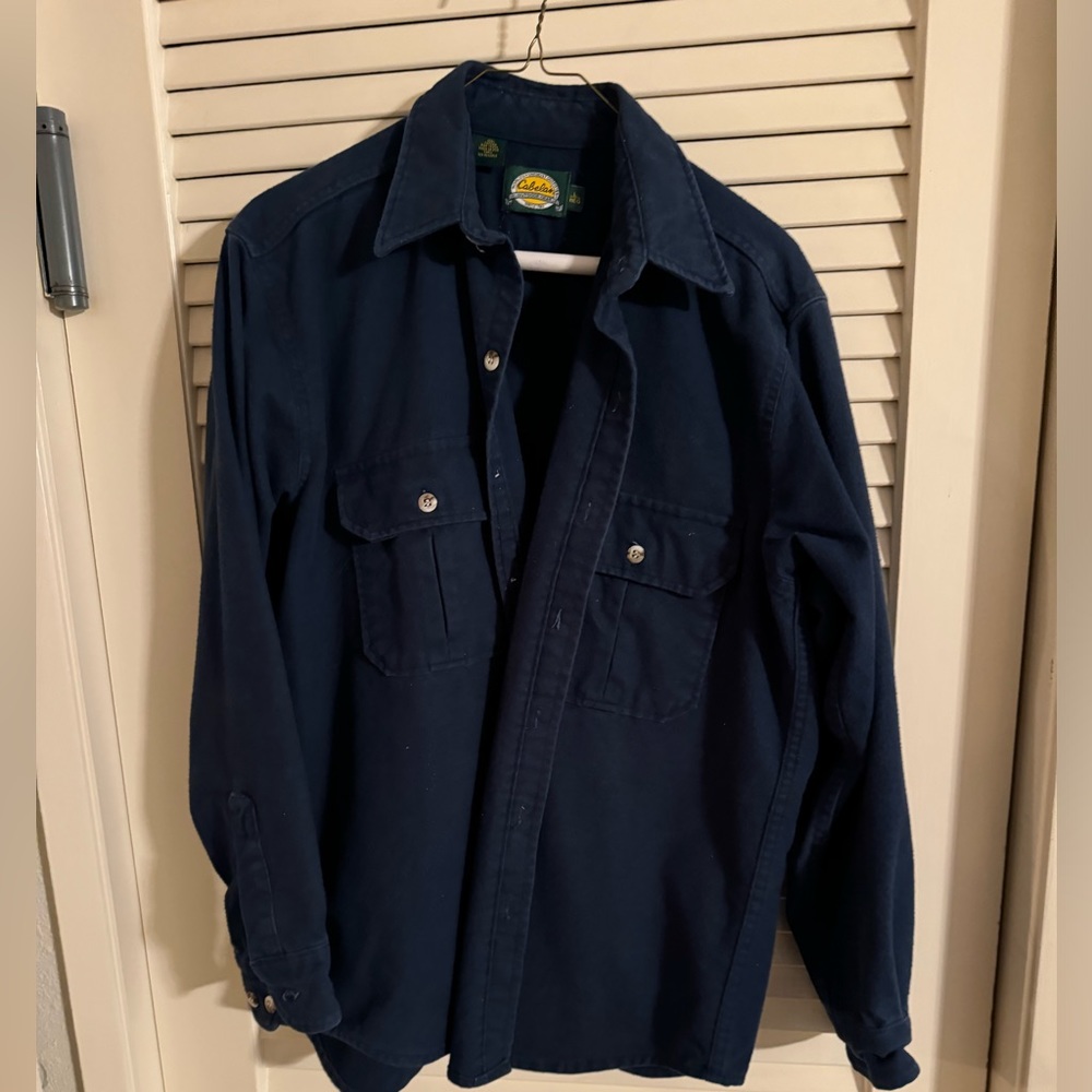 Cabelas brand casual button down long sleeve shirts L blue